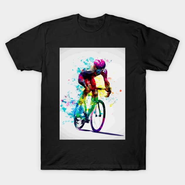 Racing Bike Cyclist Rainbow T-Shirt by maxcode